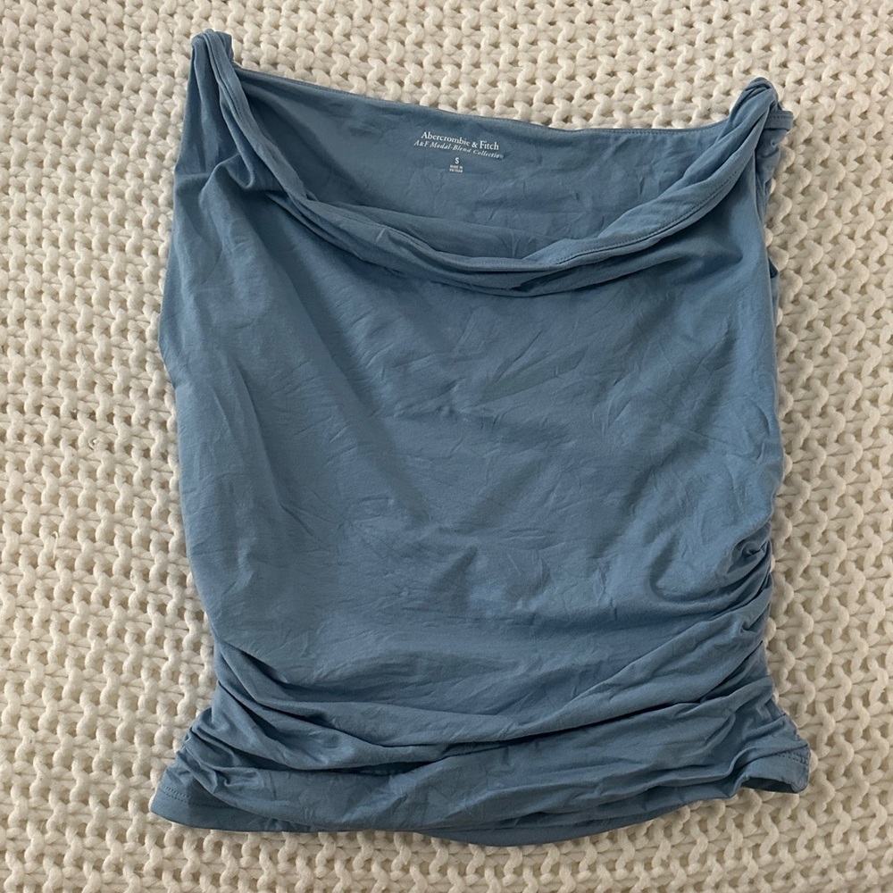 Abercrombie & Fitch Sky Blue Asymmetric Neck Top